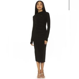 NWT, M, Black, Alexia Admor, Kim bodycon midi long sleeve dress
